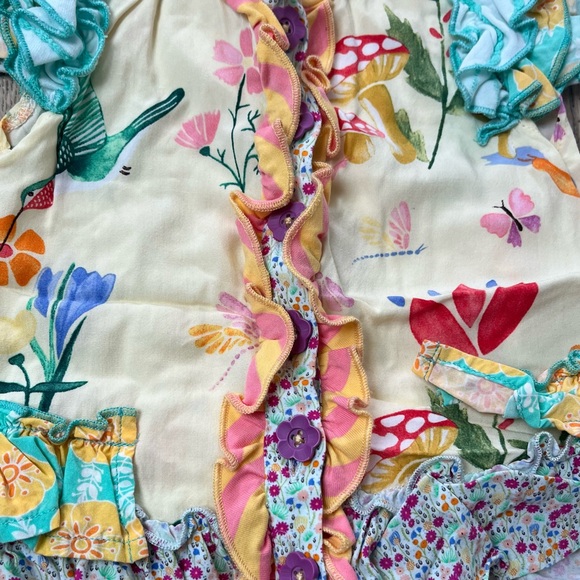 Matilda Jane Tunic Shirt Top Mushrooms Hummingbird Ruffles Whimsy Sweet 12/18mo - Picture 5 of 5